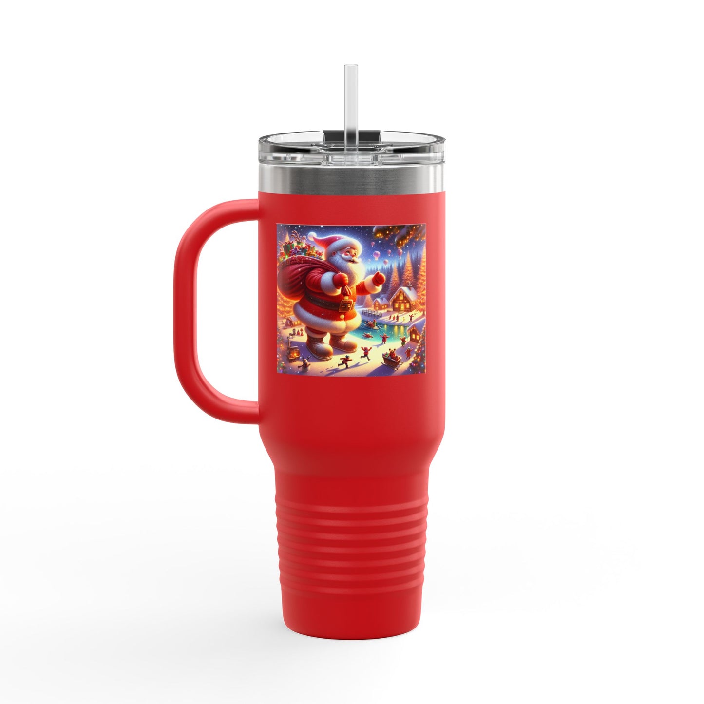 Santa chasing gingerbread Insulated Travel Mug, 40oz