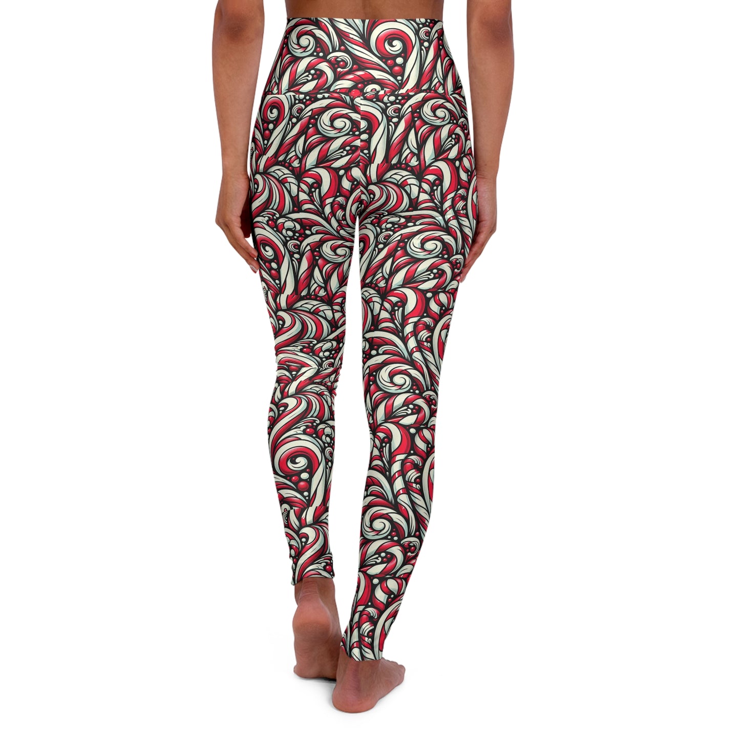 High Waisted Yoga Leggings Candy cane