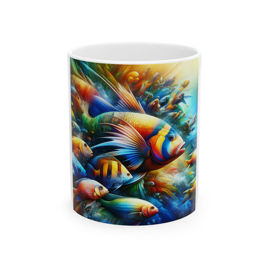 Vibrant fish coffee mug