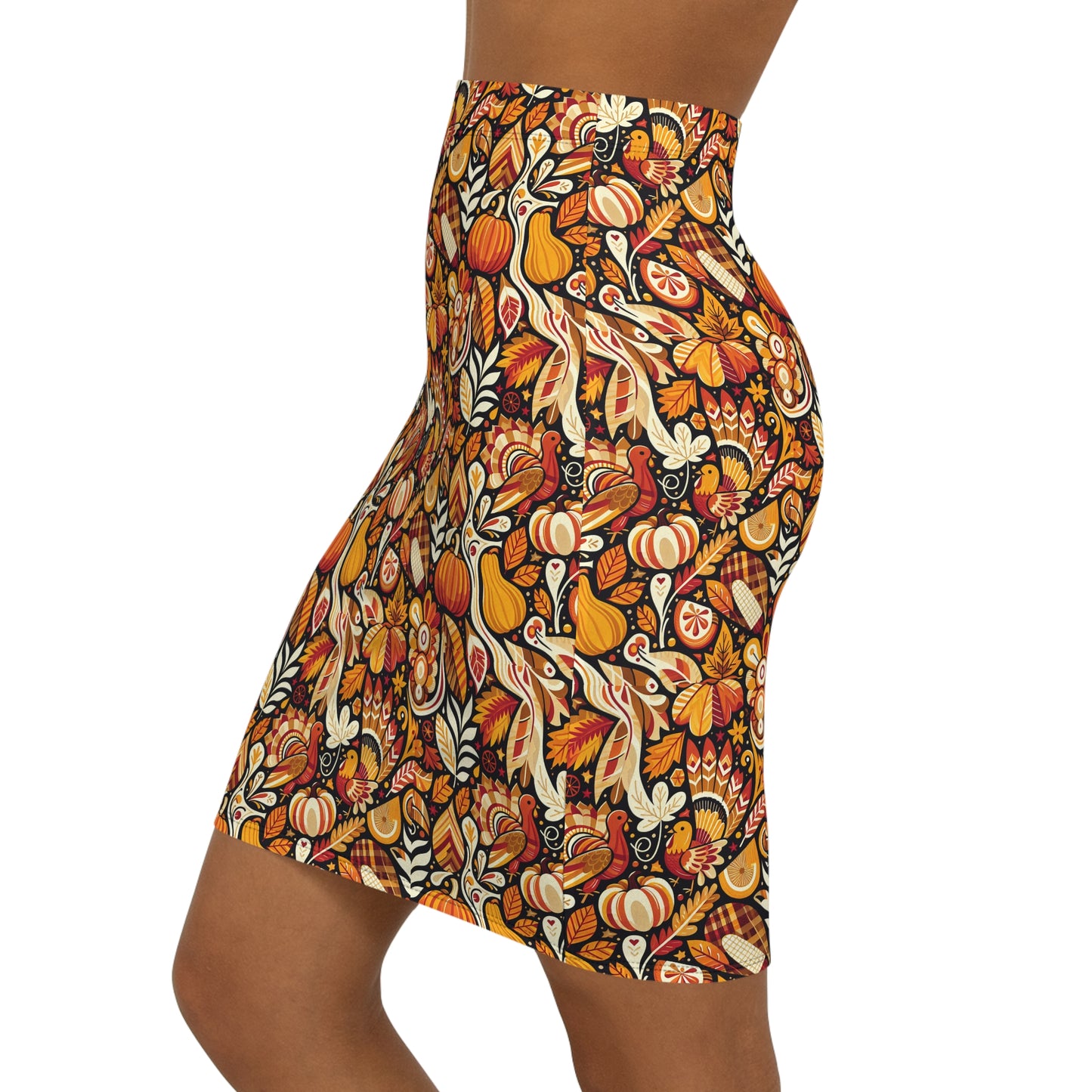 Women's Mid-Waist Pencil Skirt Thanksgiving