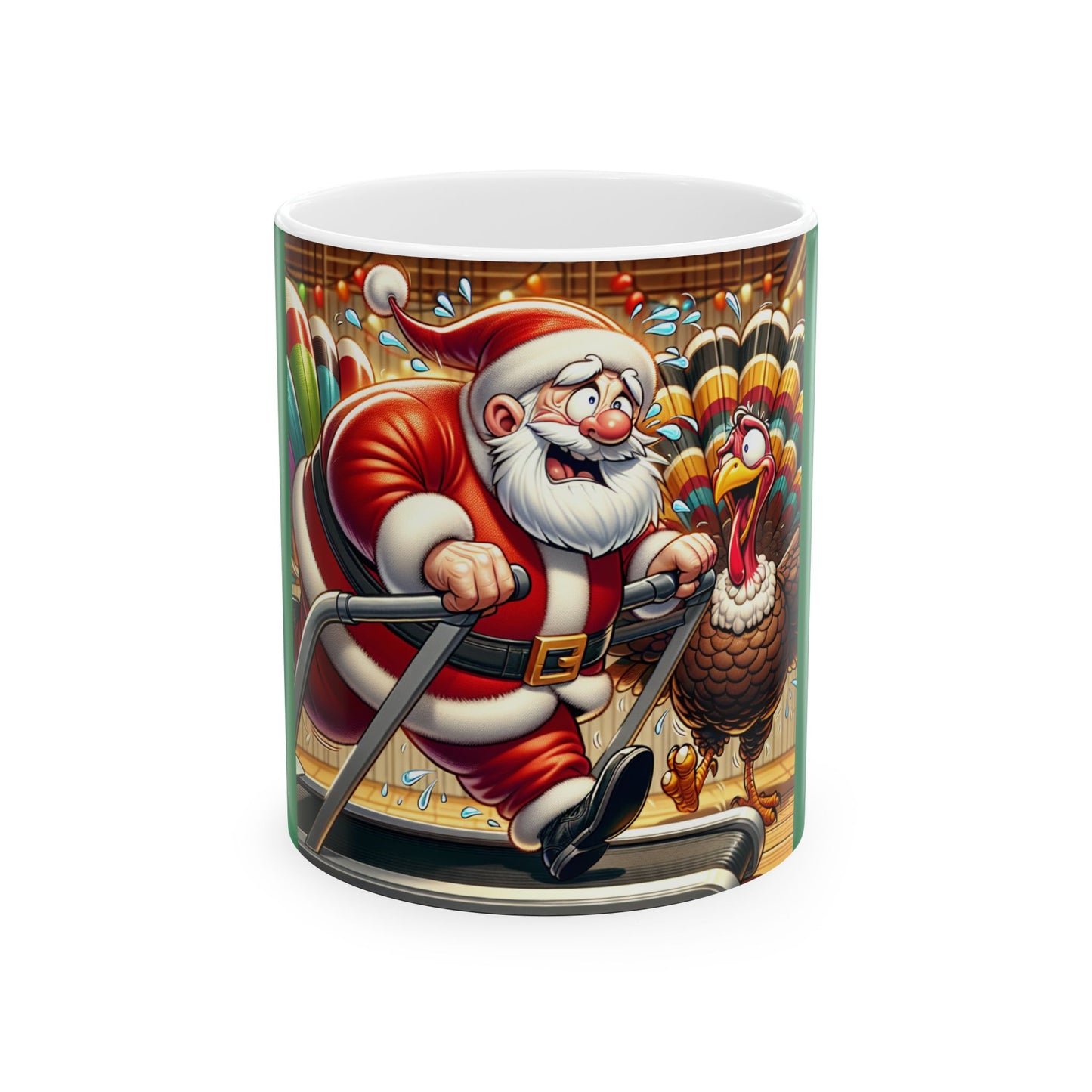 Ceramic Mug, Santa tredmill