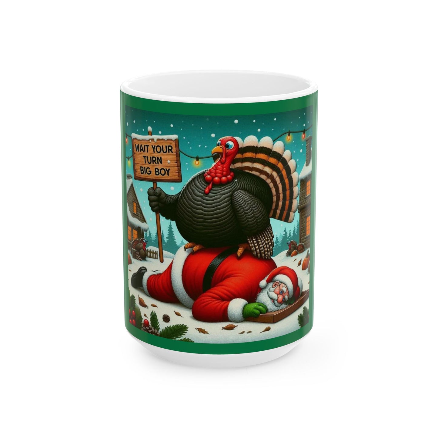 Turkey versus Santa coffee mug