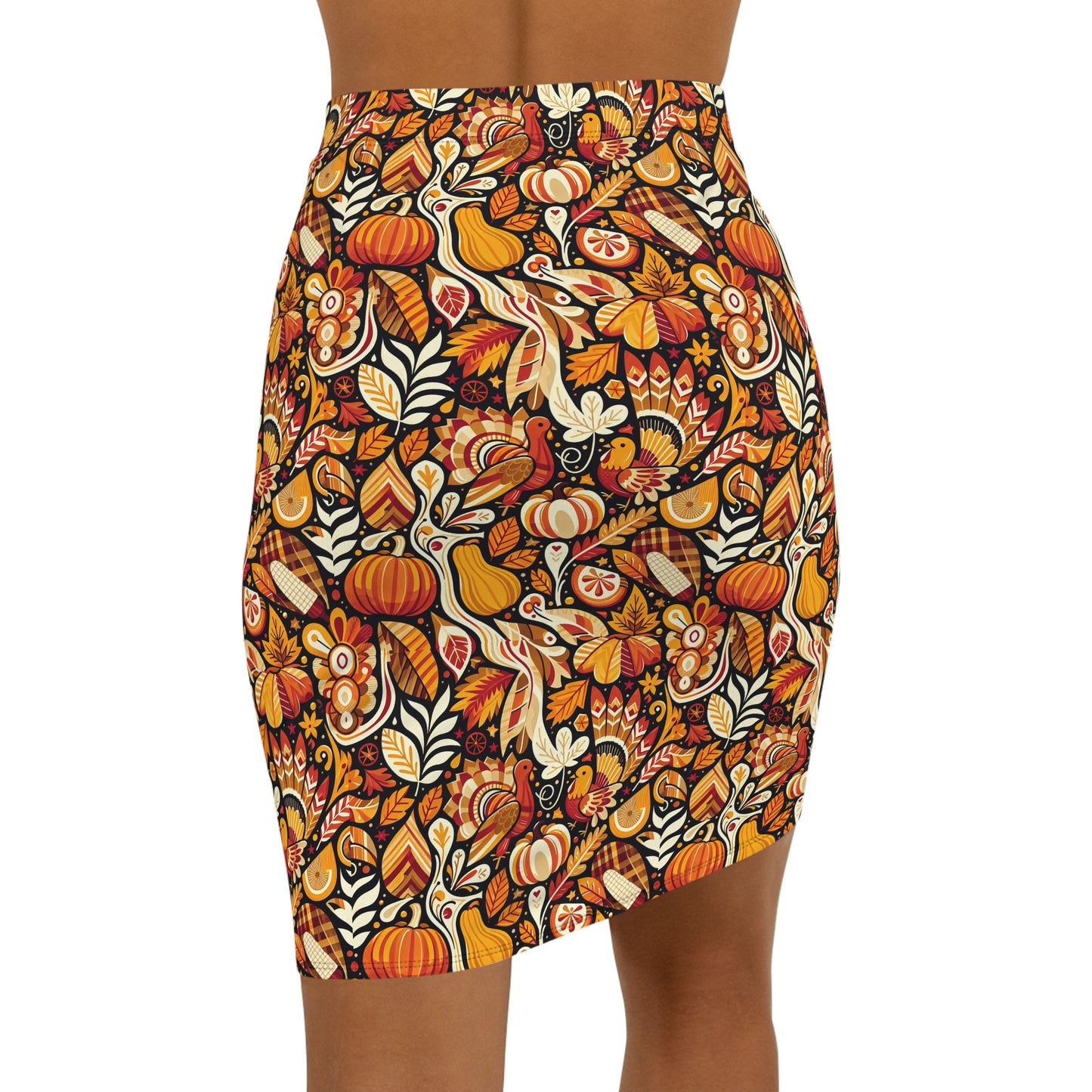 Women's Mid-Waist Pencil Skirt Thanksgiving