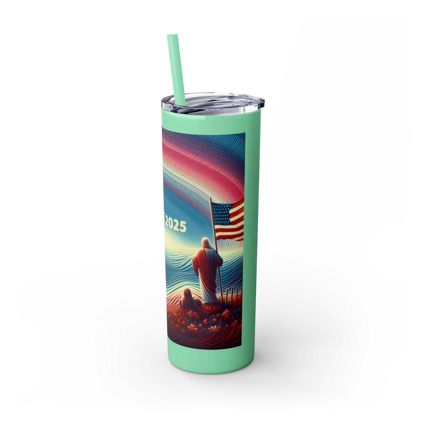 Jesus 2025 Skinny Tumbler with Straw, 20oz