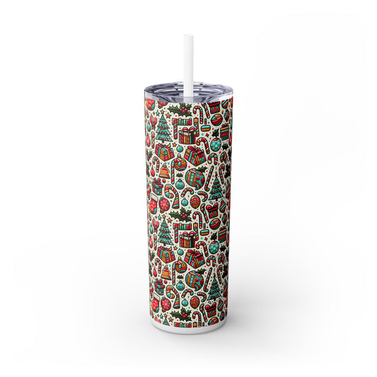 Skinny Tumbler with Straw, 20oz Xmas