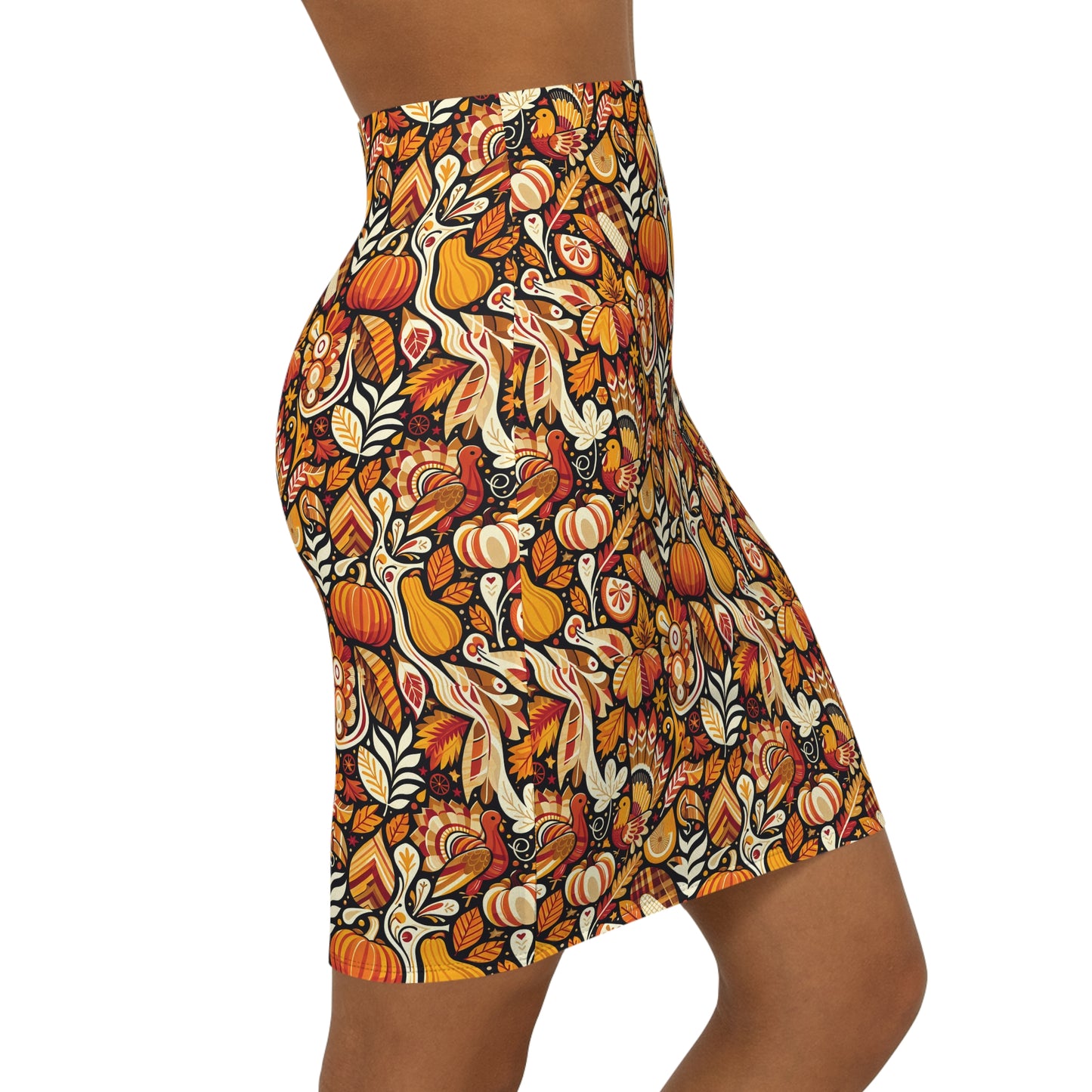 Women's Mid-Waist Pencil Skirt Thanksgiving