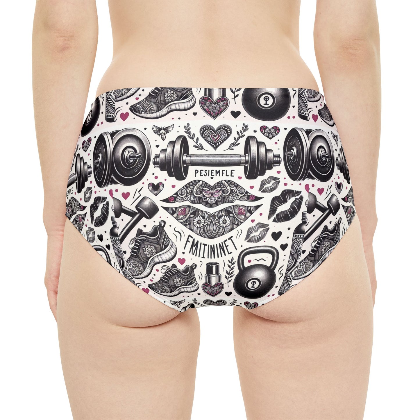 High-Waist Hipster fitness Bikini Bottom (AOP)