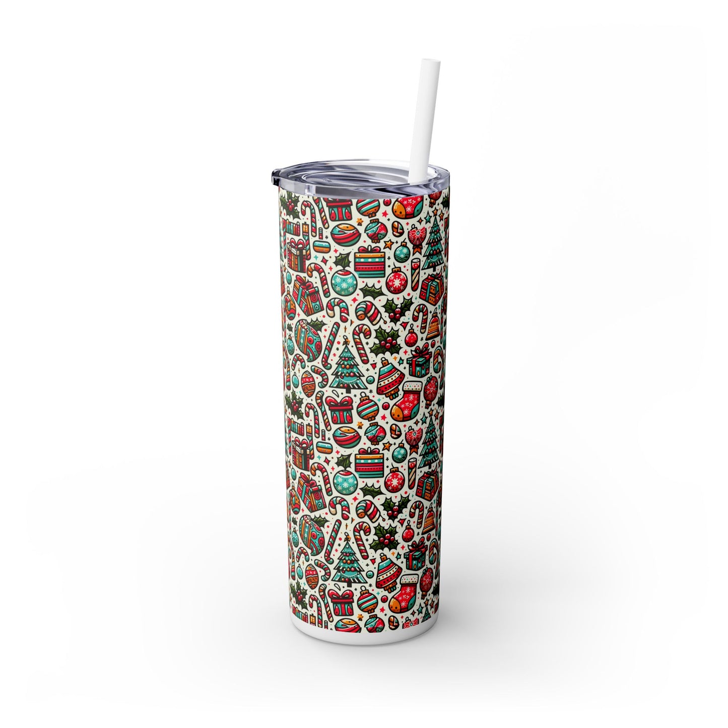 Skinny Tumbler with Straw, 20oz Xmas