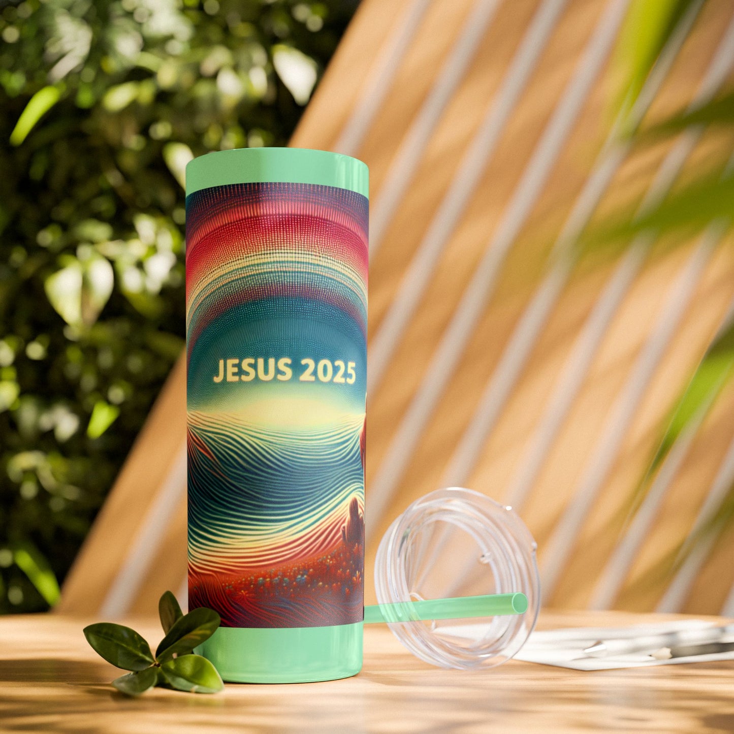 Jesus 2025 Skinny Tumbler with Straw, 20oz