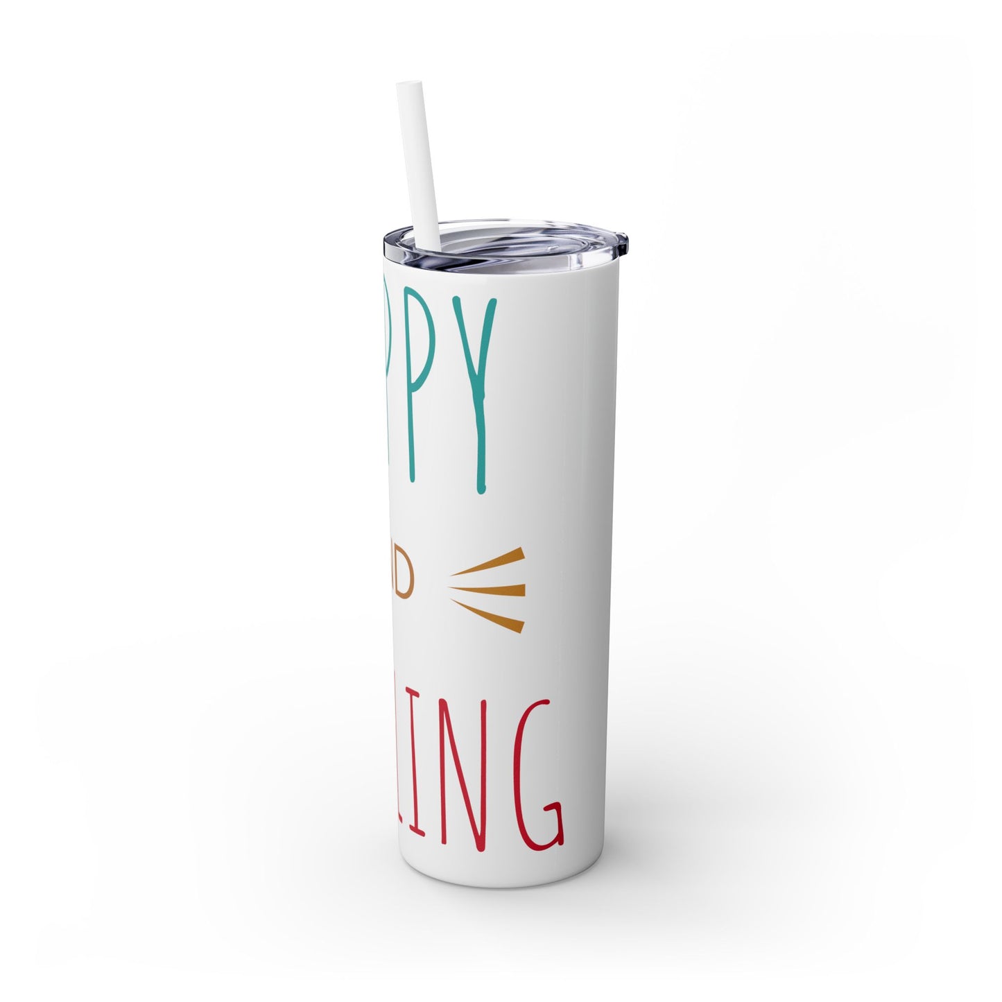 Skinny Tumbler with Straw, 20oz Happy