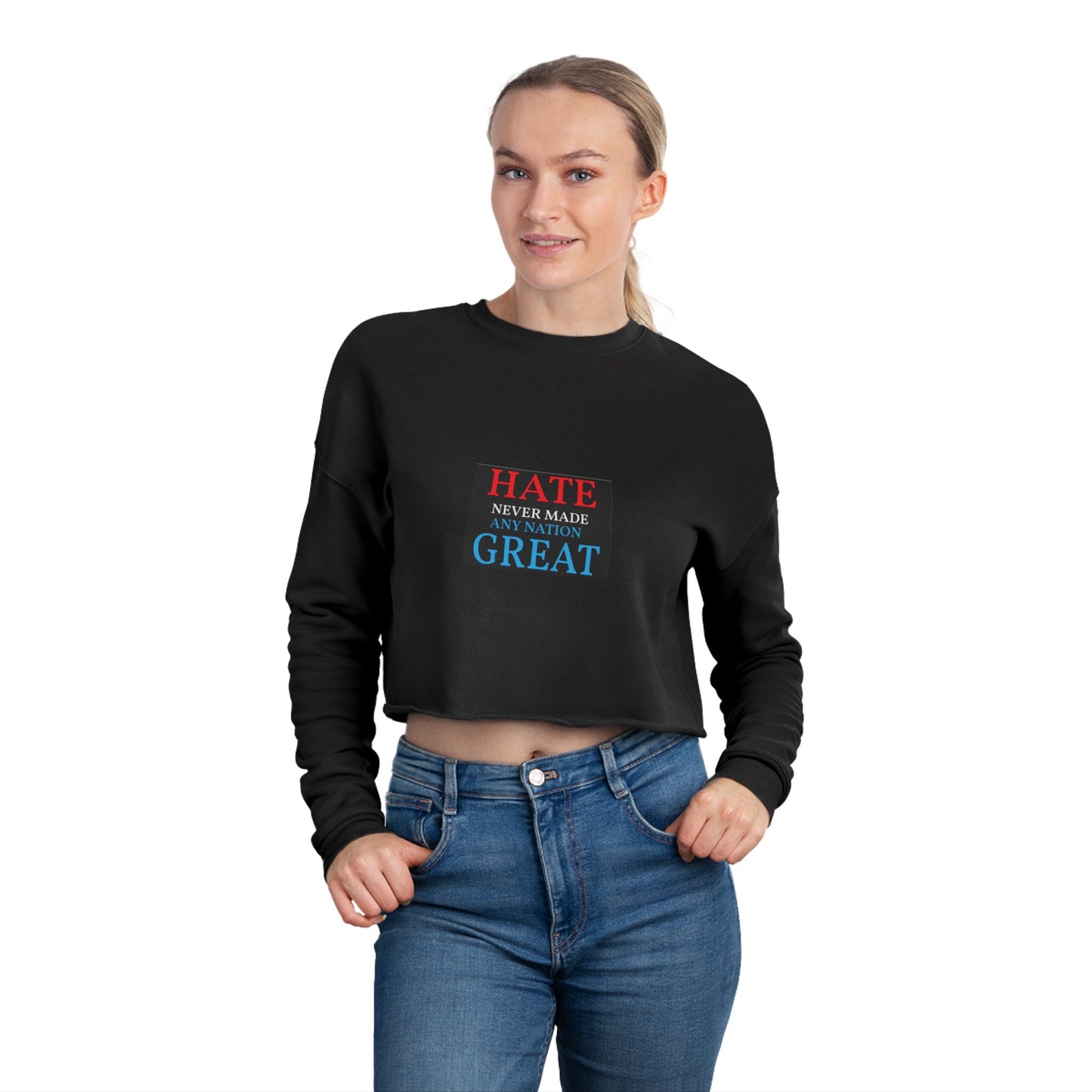 Women's Cropped Sweatshirt no room for hate