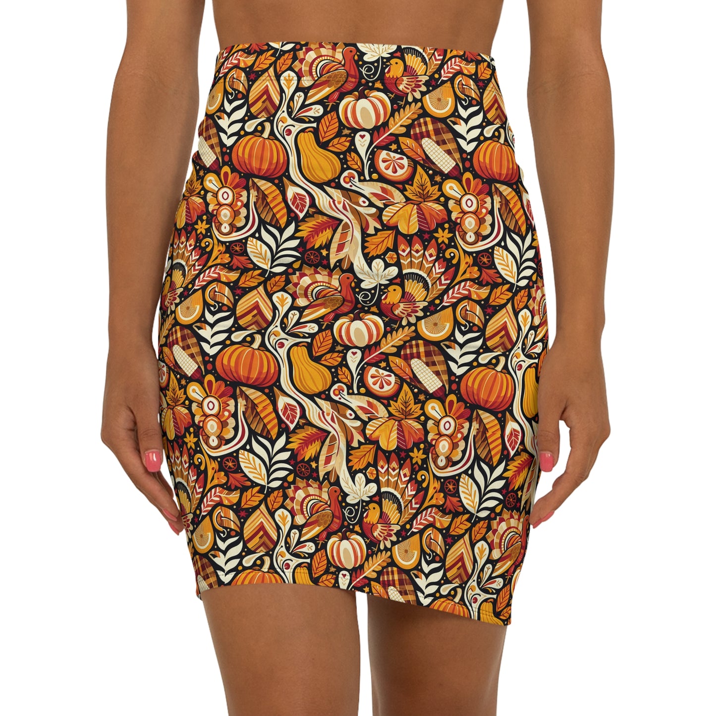 Women's Mid-Waist Pencil Skirt Thanksgiving