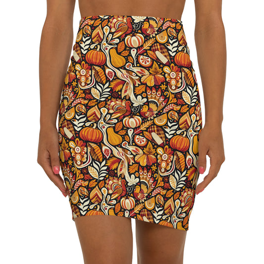 Women's Mid-Waist Pencil Skirt Thanksgiving