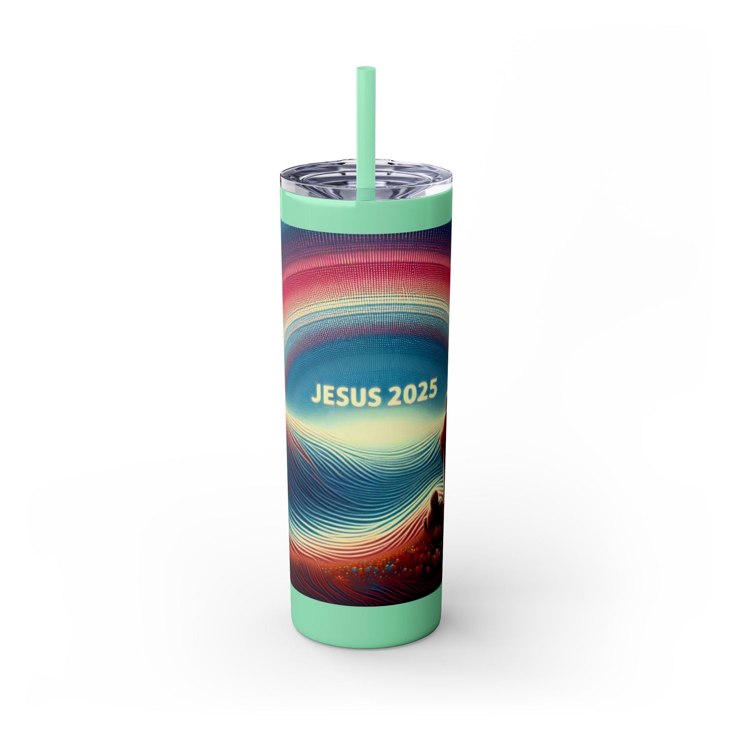 Jesus 2025 Skinny Tumbler with Straw, 20oz